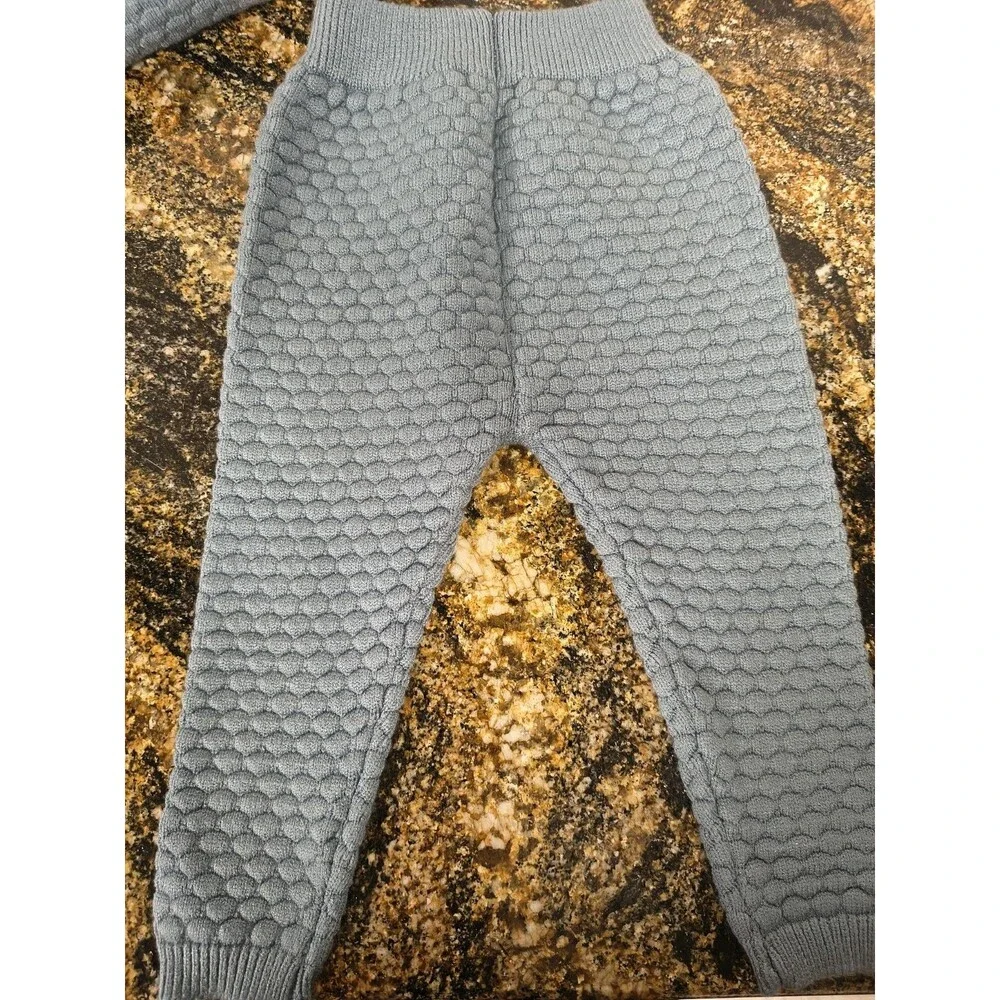Textured Bubble-Knit Two-Piece Baby Set 9-12 Months Sweater & Pants Button Style